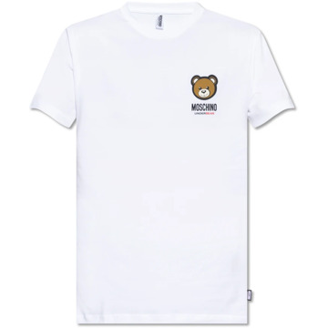 Moschino T-shirt met logo Moschino , White , Heren - 2Xl,Xl,L,M,S,Xs