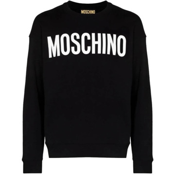 Moschino Zwart Logo Print Sweatshirt Moschino , Black , Heren - Xl,L,M