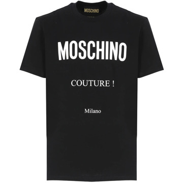 Moschino Zwarte katoenen T-shirt met logo Moschino , Black , Heren - 2Xl,S