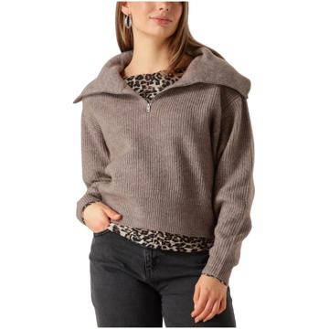 Moss Copenhagen Bruine Zip Pullover voor Vrouwen Moss Copenhagen , Brown , Dames - L/Xl,S/M,M/L