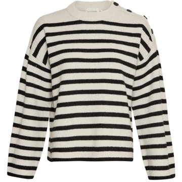 Moss Copenhagen Stijlvolle Carina Gestreepte Pullover Trui Moss Copenhagen , White , Dames - S/M,Xs/S,M/L