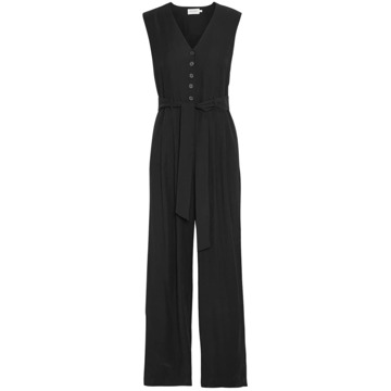 Moss Copenhagen Zwarte mouwloze V-hals jumpsuit met strikceintuur Asana Moss Copenhagen , Black , Dames - L,M,S,Xs