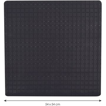 MSV Douche/bad anti-slip mat badkamer - rubber - zwart - 54 x 54 cm - Badmatjes