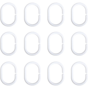 MSV Douchegordijnringen 12 Stuks Wit