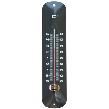 Nature Muurthermometer metaal antraciet 30x6,5x1 cm Grijs