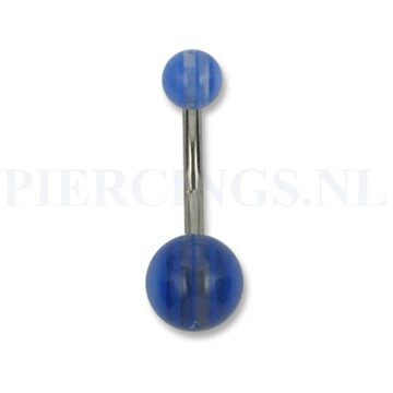 Navelpiercing acryl blauwe streepjes