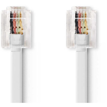 Nedis TCGB90200WT50 Telecomkabel Rj11 (6p4c) Female - Rj11 (6p4c) Female Plat 5,00 M Wit