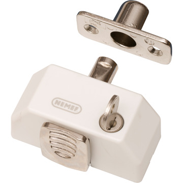 Nemef 2566/1 Opleg-cilindersluiting voor naar buitendraaiend raam | 1 sleutel | wit | set van 2 stuks gelijksluitend. | Afwerking: kunststof witte