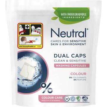 Neutral Wasmiddel Neutral Dual Caps Clean & Sensitive Washing Capsules 10 st