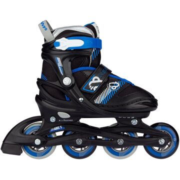 Nijdam Inline Skates - Skeelers - Go Crossing - Zwart/Blauw/Zilvergrijs/Wit - Verstelbaar - Maat 37-40