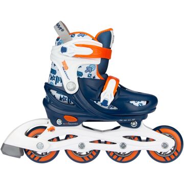 Nijdam Inline Skates - Skeelers - Traffic Racer - Marine/Oranje/Wit/Zilvergrijs - Verstelbaar - Maat 37-40