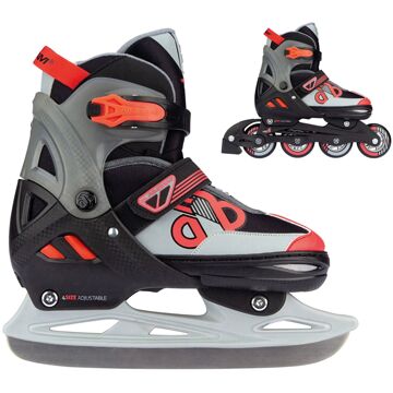 Nijdam Schaats - Skates Combo Verstelbaar 37-40 - Red Raider - Zwart/Rood/Grijs