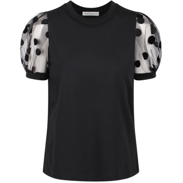 Nina Ricci Katoenen T-shirt met polkadotmouwen Nina Ricci , Black , Dames - L