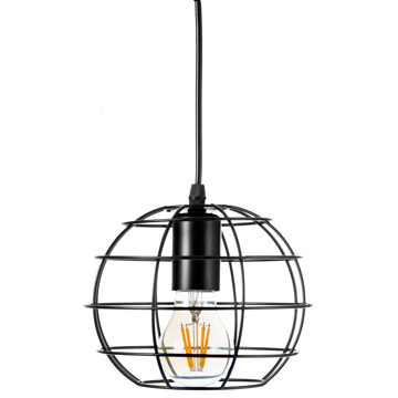 NJOY draadlamp Brussel 15x18cm met bol inclusief LED 4 watt zwart