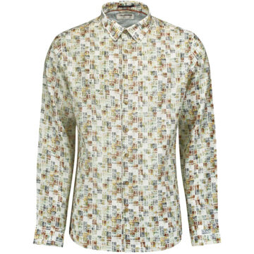 No Excess Overhemd lange mouw linnen met print green Groen - XL