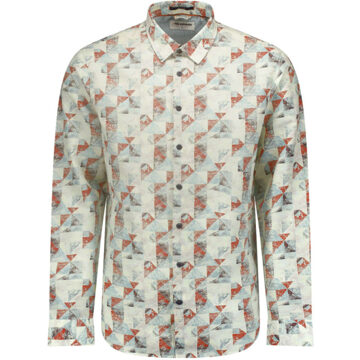 No Excess Overhemd lange mouw print allover linnen cream Ecru - XXL