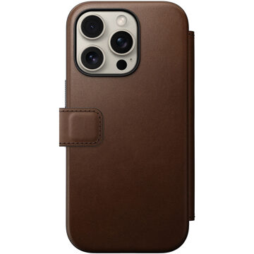 Nomad Modern Leren Folio iPhone 16 Pro Bruin