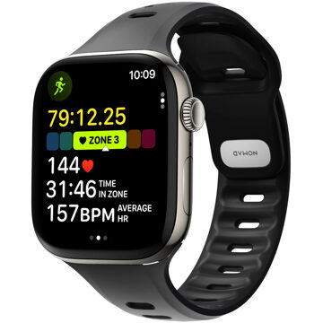 Nomad Tempo siliconen band voor de Apple Watch Series 1 - 11 / SE / Ultra (44/45/46/49 mm) - Black Zwart - 49 mm
