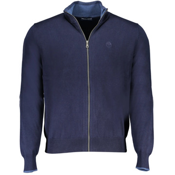 North Sails Blauwe Lange Mouw Rits Cardigan Geborduurd Logo North Sails , Blue , Heren - M,S