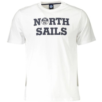 North Sails Elegant wit rondhals T-shirt met print North Sails , White , Heren - 2Xl,Xl,L,M