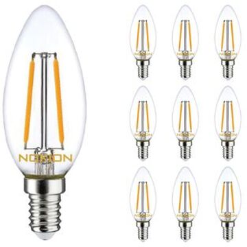 Noxion Voordeelpak 10x Noxion Lucent Led E14 Kaars Filament Helder 2.5w 250lm - 827 Zeer Warm Wit |