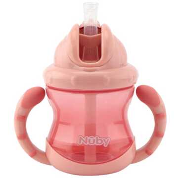 Nûby No-Spill Nûby rietjesbeker met handvaten Flip-It 240ml vanaf 12 maanden in roze Roze/lichtroze