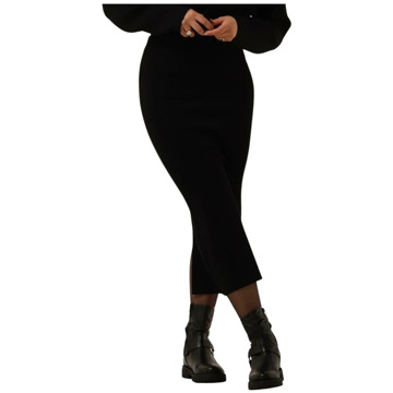 Object Zwarte Gebreide Rok Stijlvol Veelzijdig Object , Black , Dames - M