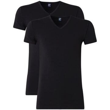 Oklahoma Zwart V-Hals Heren T-shirt Body Fit-2-Pack - M