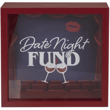 OOTB Houten spaarpot Date night fund 20x20cm rood