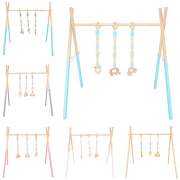 OOTDTY 4PCS/ Set Nordic Cartoon Baby Wooden Gym Fitness Frame Rack Hanging Pendant Toys Kit Toddler Infant Room Decorations