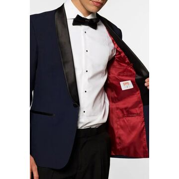 Opposuits Midnight Blue - Heren Tuxedo Smoking met Vlinderdas - Chique - Blauw - Maat EU 48