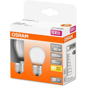 OSRAM Ledlamp Peertje Retrofit - D4,5cm - Warm Wit - E27 - 4w - 2 Stuks