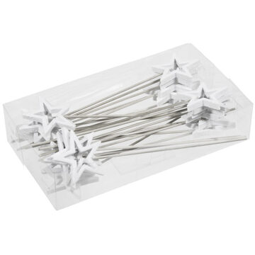 Othmar decorations Set van 24 witte sterren instekers 6 cm - Kerststukjes