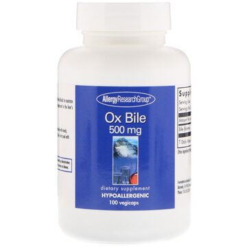 Ox Bile 500 mg 100 Vegetarian Capsules - Allergy Research Group