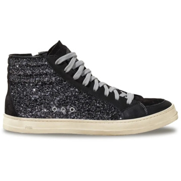 P448 Glitter Zwarte Hoge Sneakers P448 , Multicolor , Dames - 36 Eu,39 EU