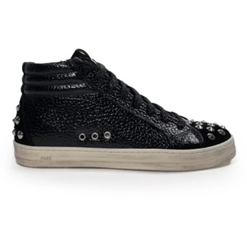 P448 Zwarte Studs Hoge Top Sneakers P448 , Black , Dames - 36 EU