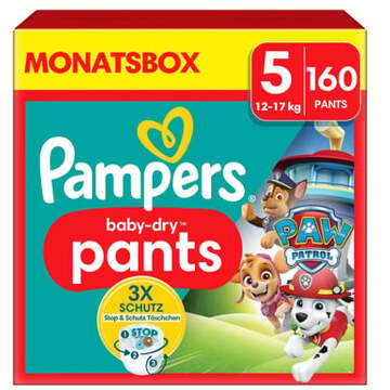 Pampers Baby-Dry Pants Paw Patrol, maat 5 Junior 12-17kg, maandbox (1 x 160 luiers) - 5 (12-17 kg)