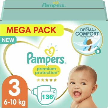Pampers Premium Protection - Maat 3 - Megapack - 136 stuks - 6/10KG