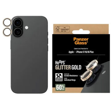 PanzerGlass Camera Protector Hoops Optic Rings voor de Apple iPhone 17 - Glitter Goud Transparant