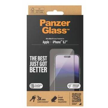 PanzerGlass Ultra-Wide Fit Anti-Bacterial Screenprotector incl. applicator voor de iPhone 15 Plus Transparant