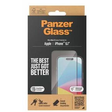 PanzerGlass Ultra-Wide Fit Anti-Bacterial Screenprotector incl. applicator voor de iPhone 15 Transparant