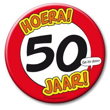 paperdreams 50 jaar XXL formaat verjaardag feest button - dia 10 cm - Fopartikelen Multikleur