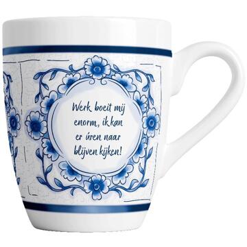 paperdreams Delfts blauwe mok Werk boeit wit