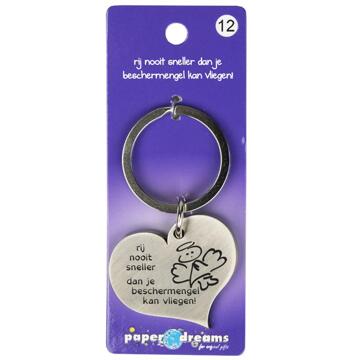 paperdreams sleutelhanger Beschermengel 10 x 4 cm ijzer zilver