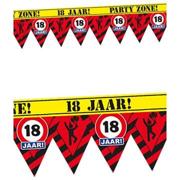 paperdreams slinger Party Tape 18 jaar 12 meter rood/geel