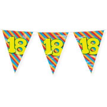 paperdreams Verjaardag 18 jaar thema Vlaggetjes - Feestversiering - 10m - Folie - Dubbelzijdig - Vlaggenlijnen Multikleur