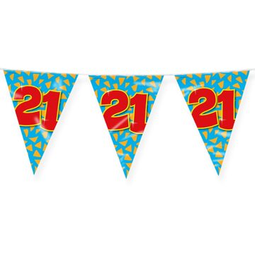Paperdreams Verjaardag 21 jaar thema Vlaggetjes - Feestversiering - 10m - Folie - Dubbelzijdig - Vlaggenlijnen Multikleur