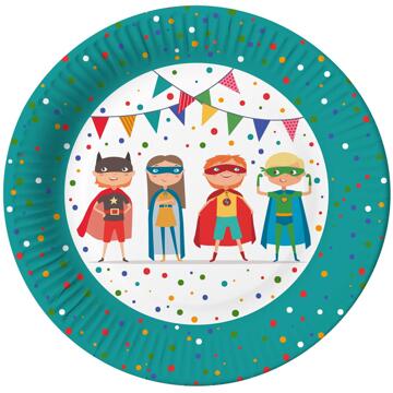 Papstar Borden Superhero karton Ø23cm 10st multi