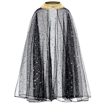 Partydeco Halloween cape - met sterretjes - zwart - voor kinderen - 3-7 jaar - Carnavalskostuums