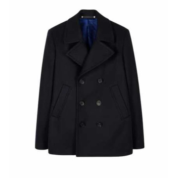 Paul Smith Marineblauwe Wollen Peacoat Klassieke Stijl Paul Smith , Blue , Heren - 2Xl,Xl,M,S